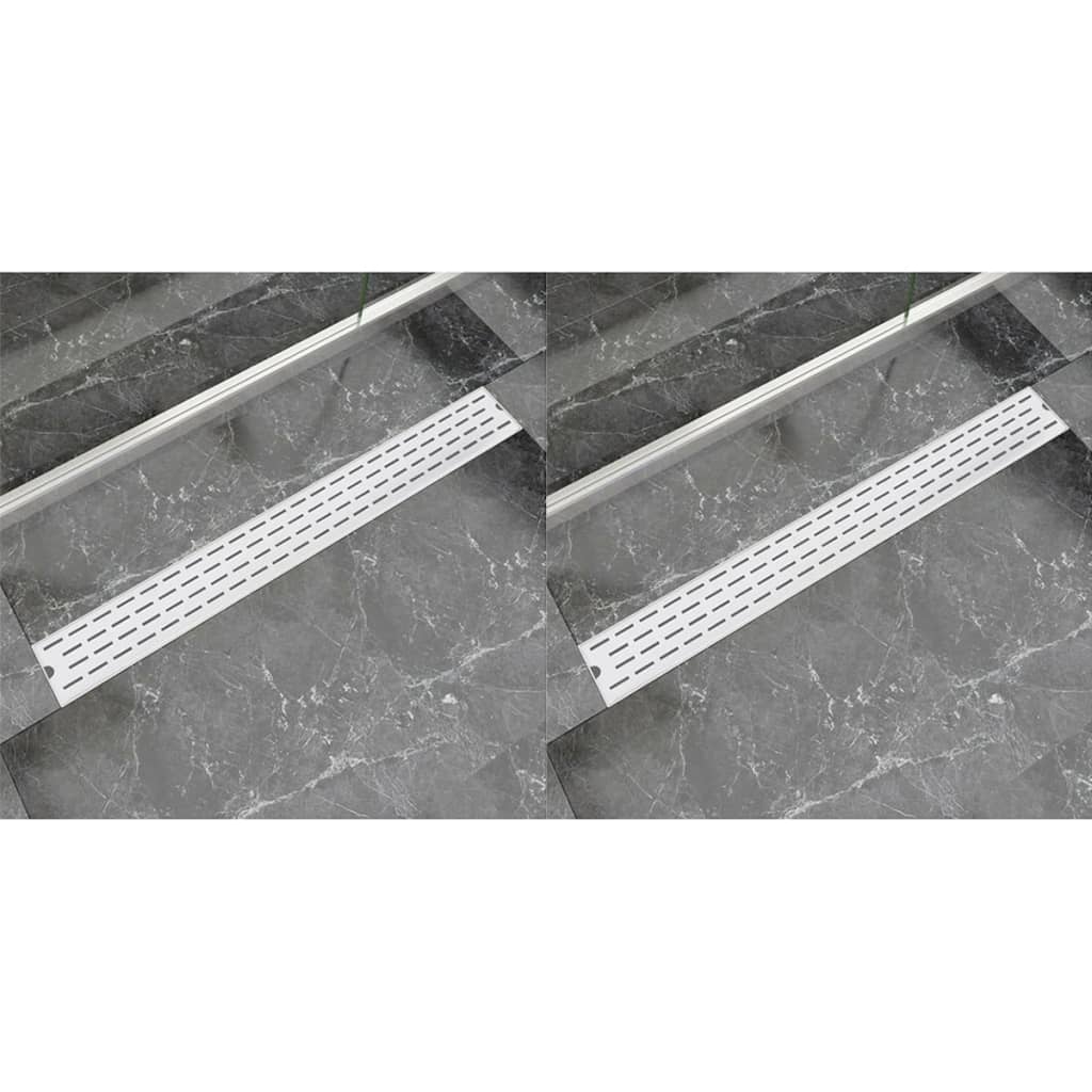vidaXL Rigolă liniară duș, 2 buc., 930x140 mm, oțel inoxidabil, linii