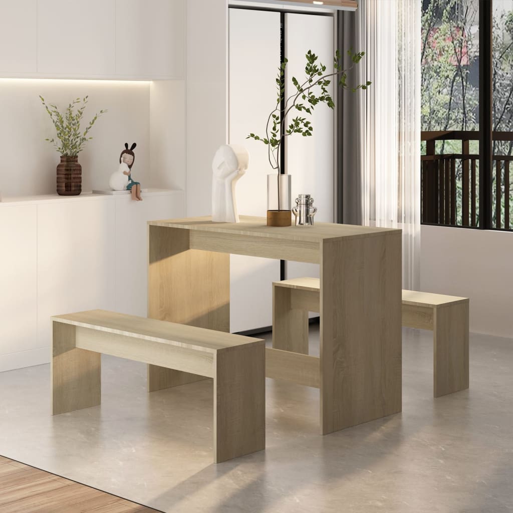 vidaXL Set mobilier de bucătărie, 3 piese, stejar sonoma, PAL