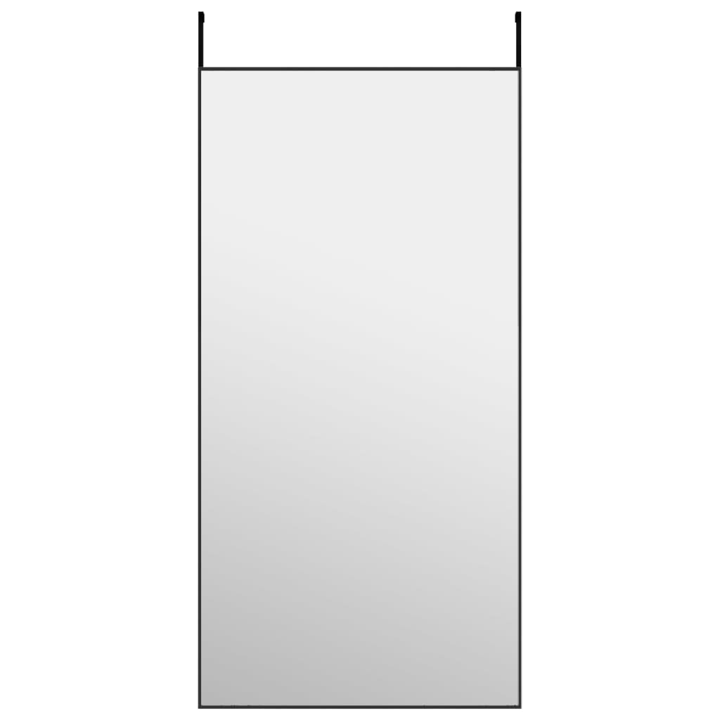 vidaXL Oglindă pentru ușă, negru, 50x100 cm, sticlă și aluminiu