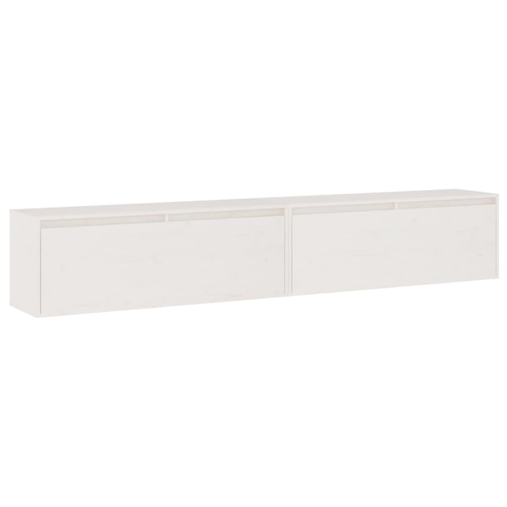 vidaXL Dulapuri de perete 2 buc., alb, 100x30x35 cm, lemn masiv de pin