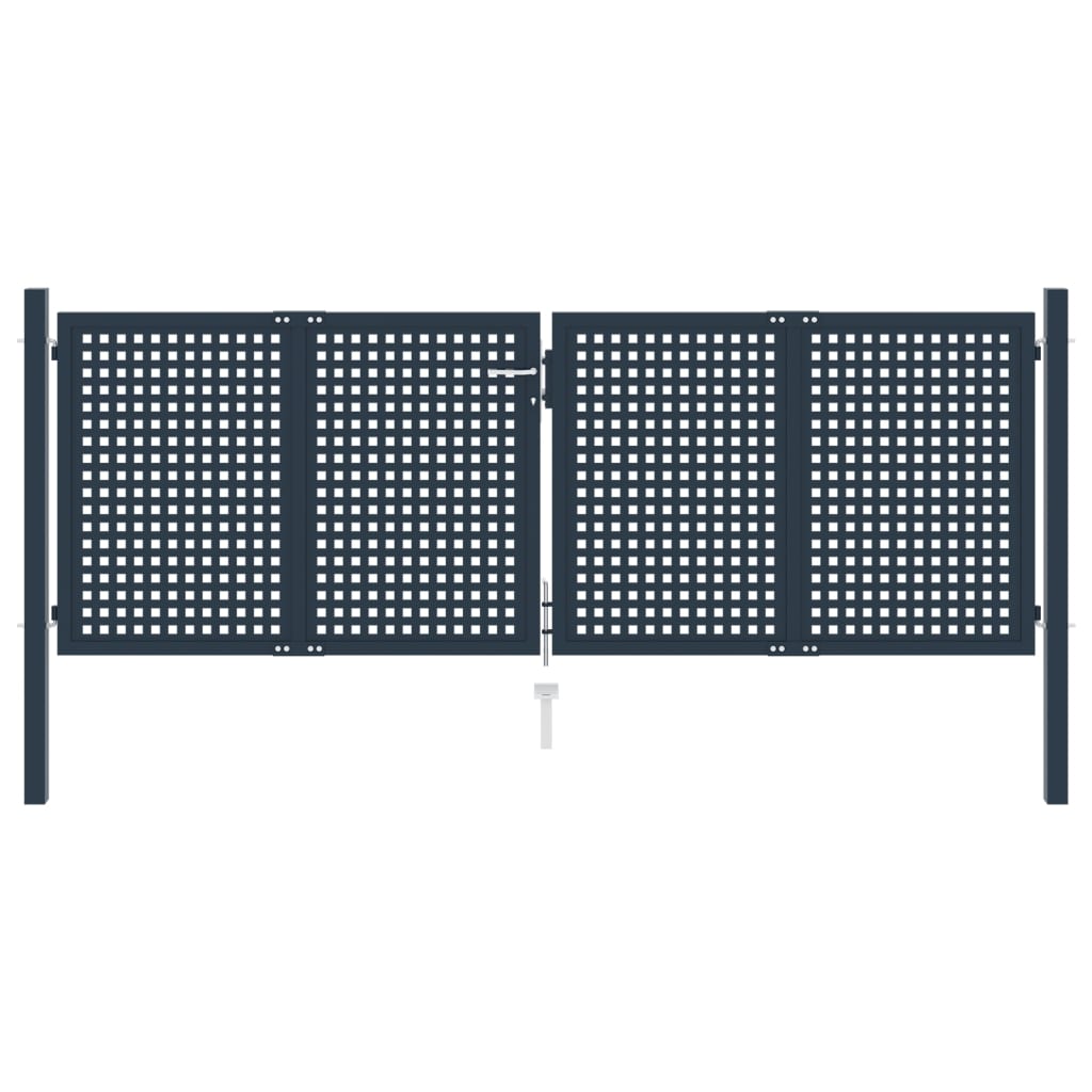 vidaXL Poartă de gard, antracit, 306 x 125 cm, oțel