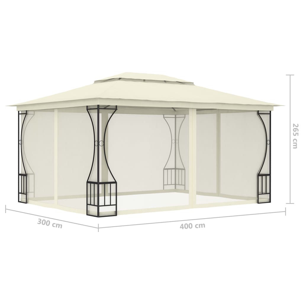 vidaXL Pavilion cu plase, crem, 300 x 400 x 265 cm