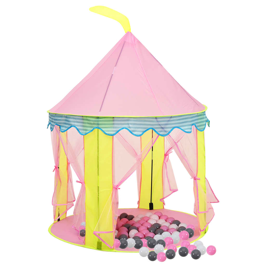 vidaXL Cort de joacă pentru copii cu 250 bile, roz, 100x100x127 cm
