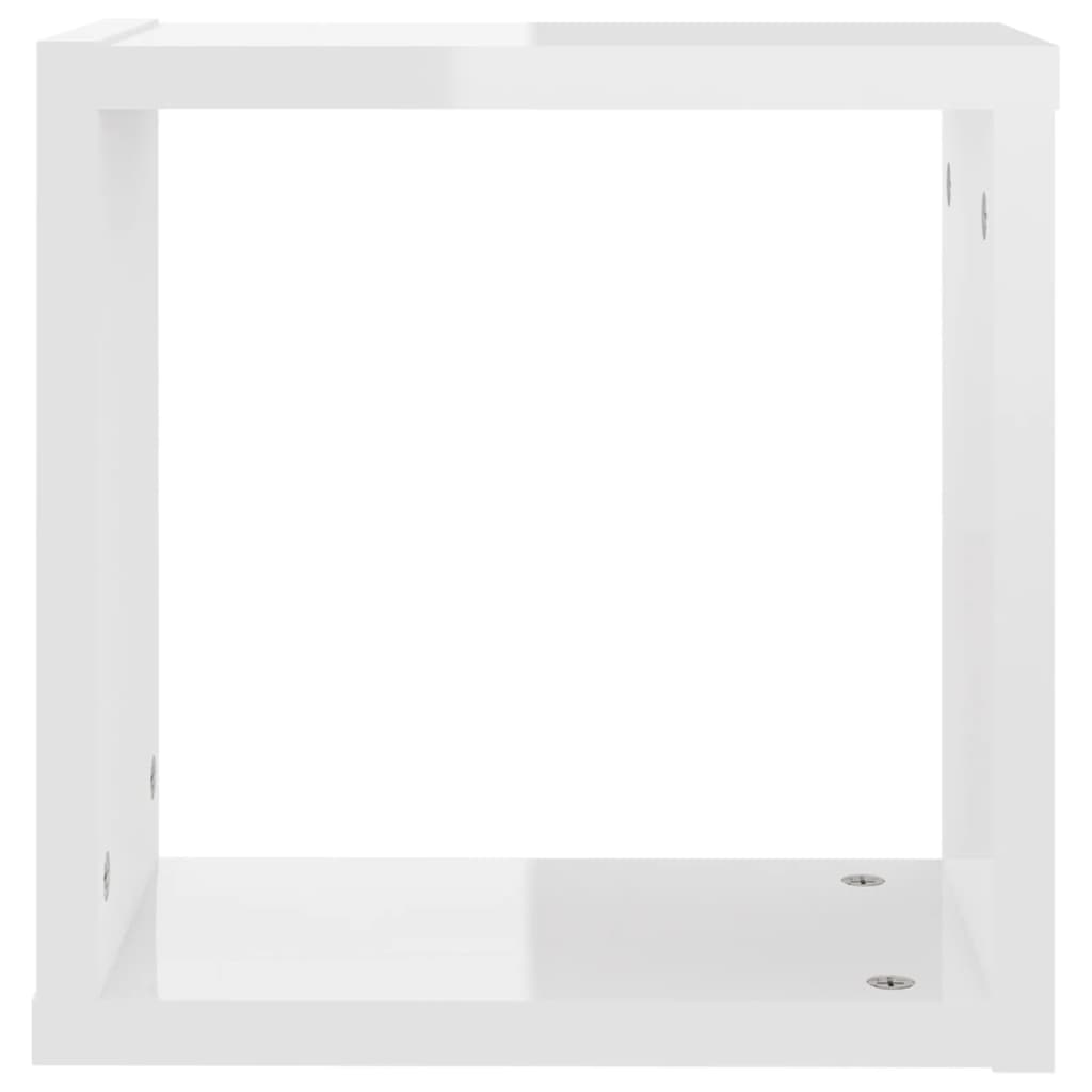 vidaXL Rafturi de perete cub, 2 buc., alb extralucios, 30x15x30 cm PAL