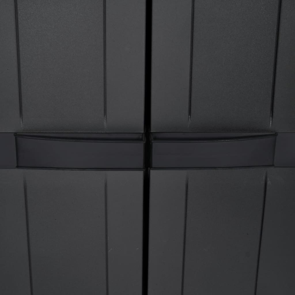 vidaXL Dulap depozitare de exterior, negru, 65x37x165 cm, PP