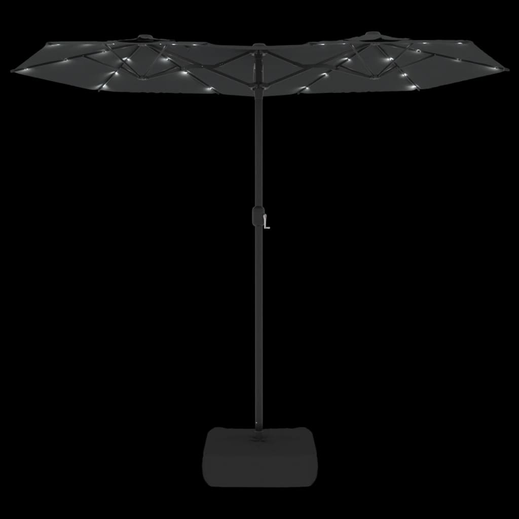 vidaXL Umbrelă de soare cu două capete cu LED-uri antracit, 316x240 cm