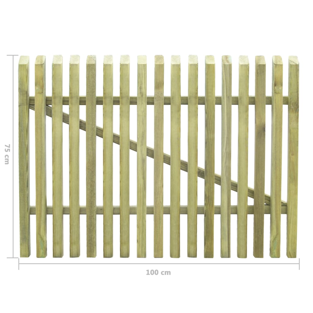 vidaXL Poartă de grădină din scânduri, 100x75 cm, lemn de pin tratat