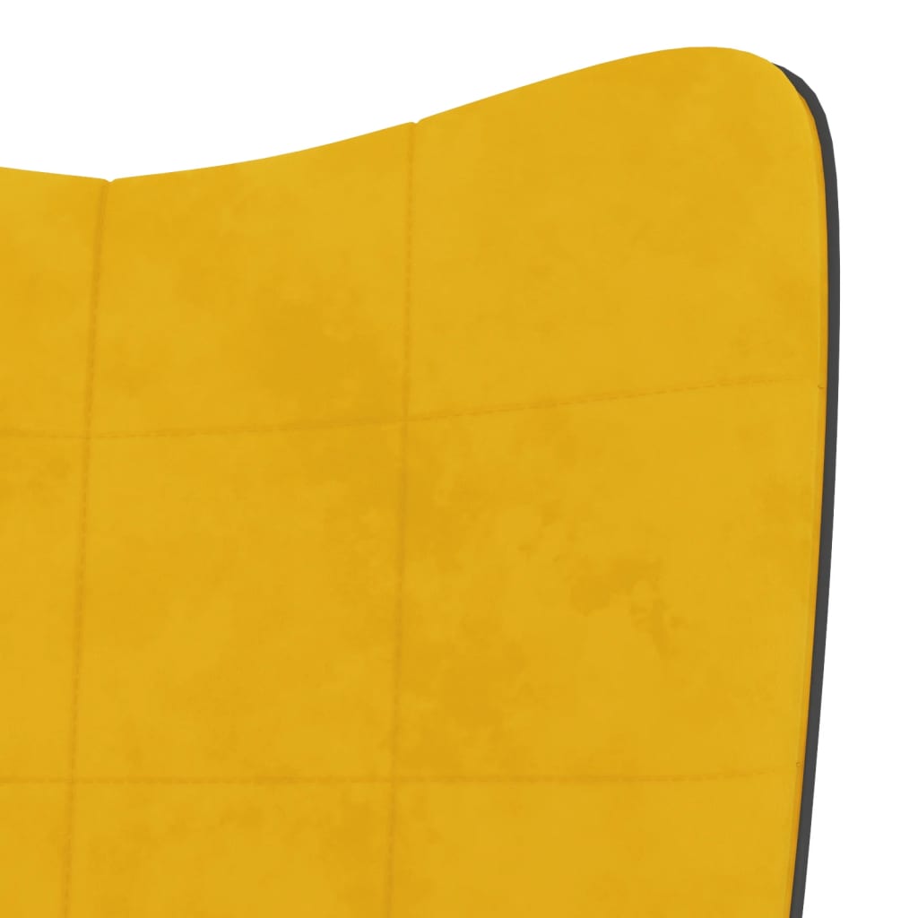 vidaXL Scaun de relaxare cu taburet, galben muștar, catifea și PVC