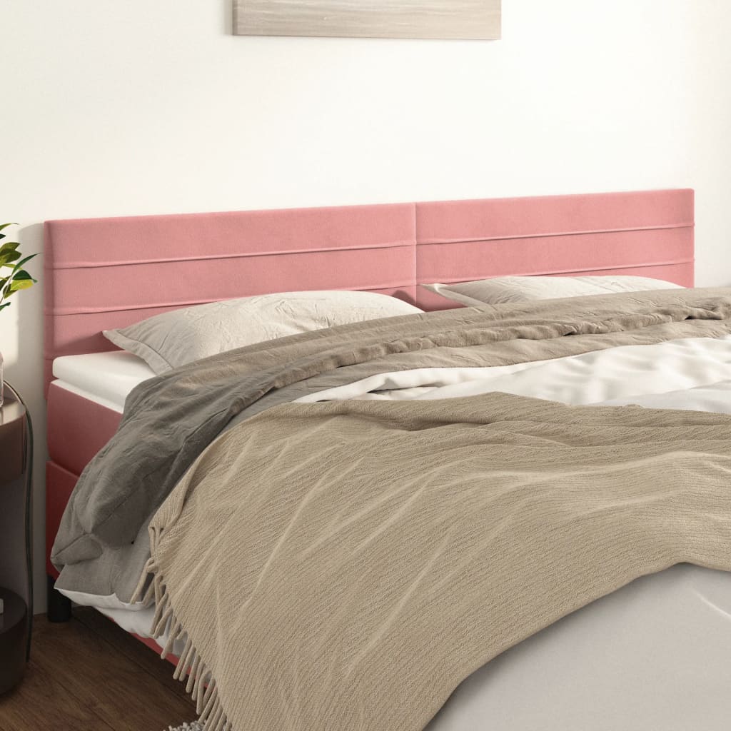 vidaXL Tăblii de pat, 2 buc, roz, 100x5x78/88 cm, catifea