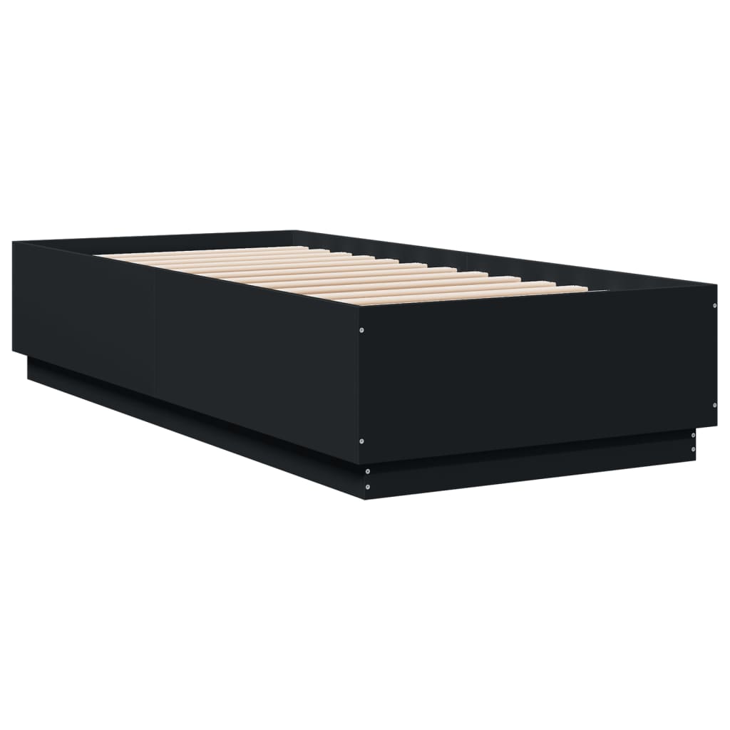 vidaXL Cadru de pat, negru, 100x200 cm, lemn prelucrat