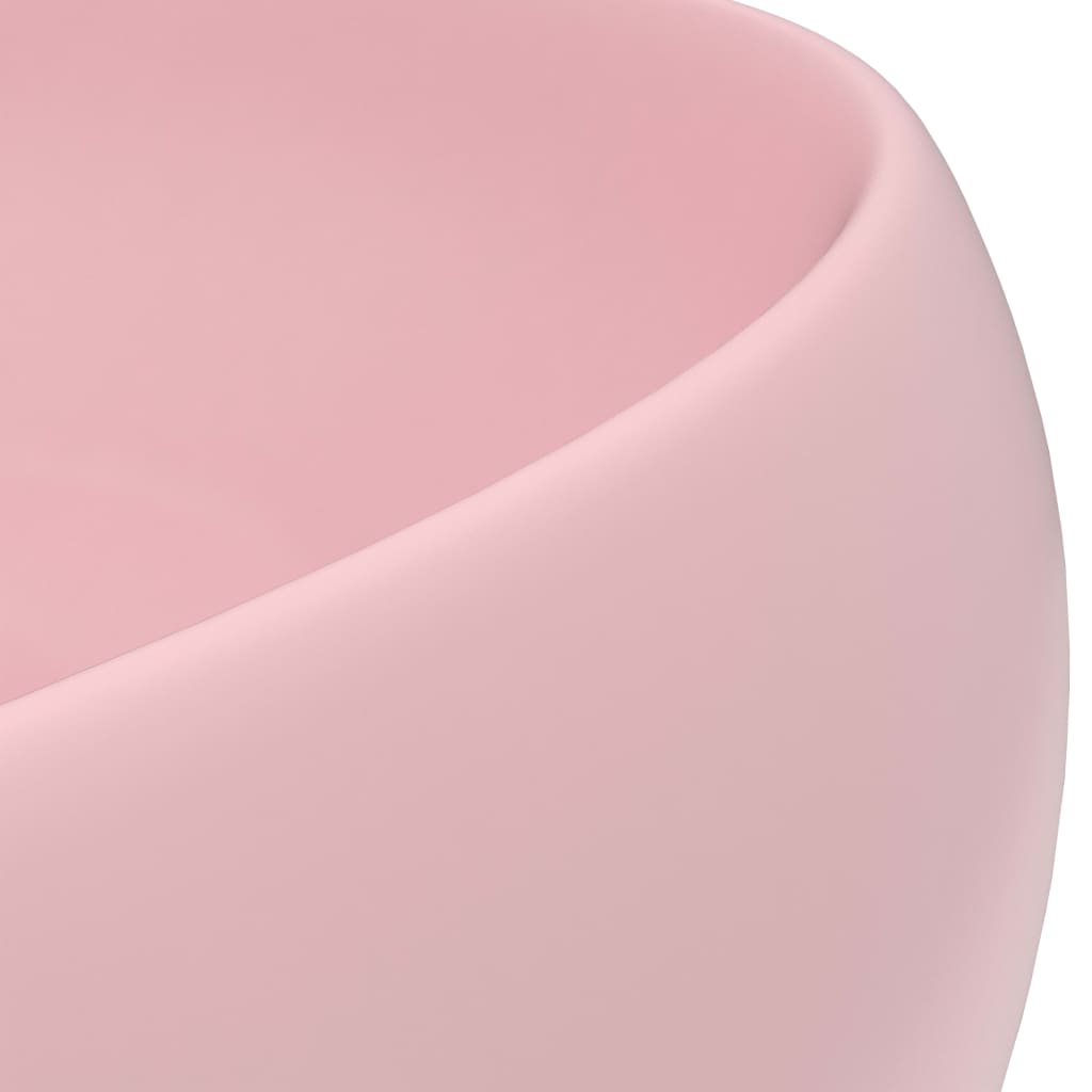 vidaXL Chiuvetă de baie lux roz mat 40x15 cm ceramică rotund