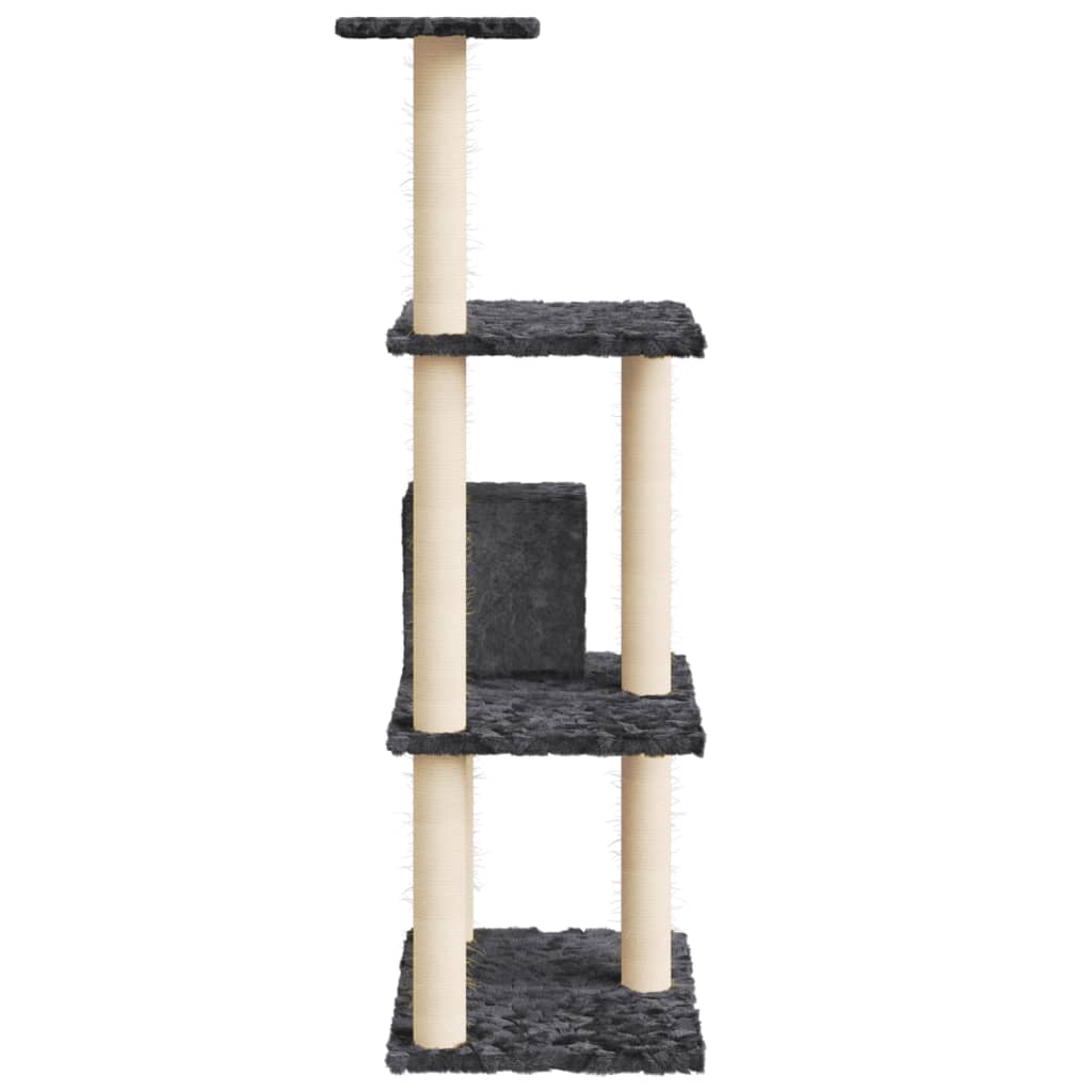 vidaXL Ansamblu pisici cu stâlpi din funie sisal, gri închis, 119 cm