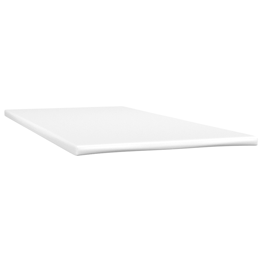 vidaXL Pat continental cu saltea & LED, alb, 90x200 cm, piele eco