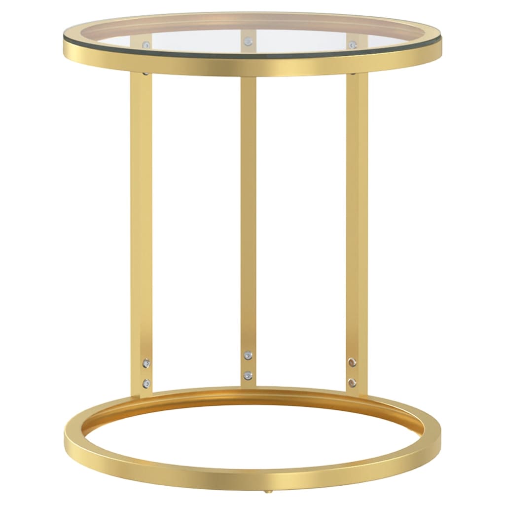 vidaXL Masă laterală, auriu și transparent,45 cm, sticlă securizată