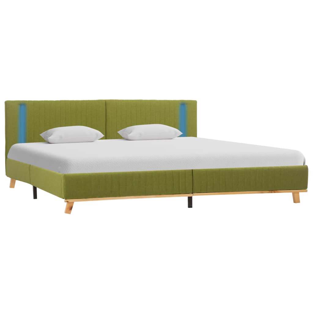 vidaXL Cadru de pat cu LED, verde, 180 x 200 cm, material textil