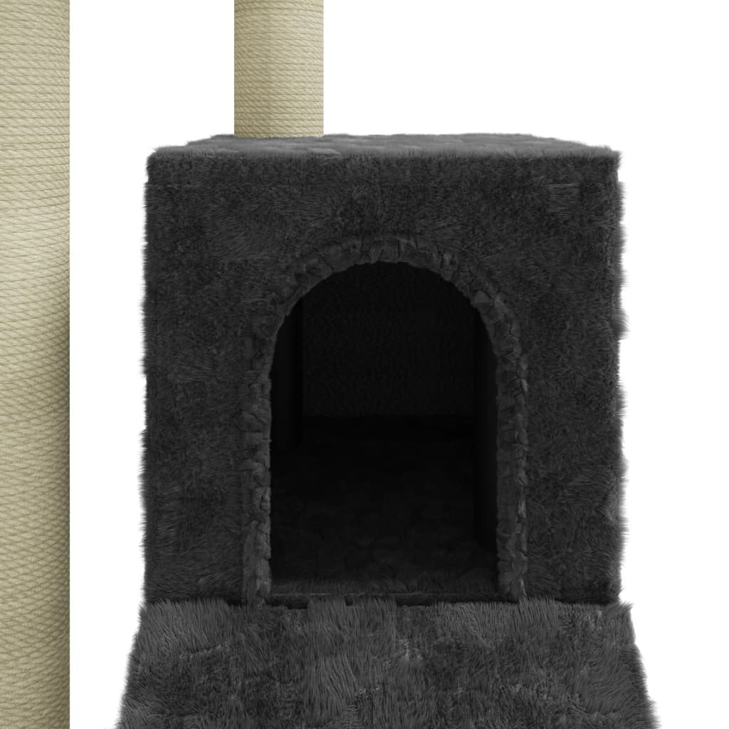 vidaXL Ansamblu pisici cu stâlpi din funie de sisal, gri închis, 92 cm