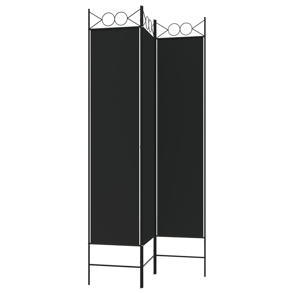 vidaXL Paravan de cameră cu 3 panouri, negru, 120x200 cm, textil