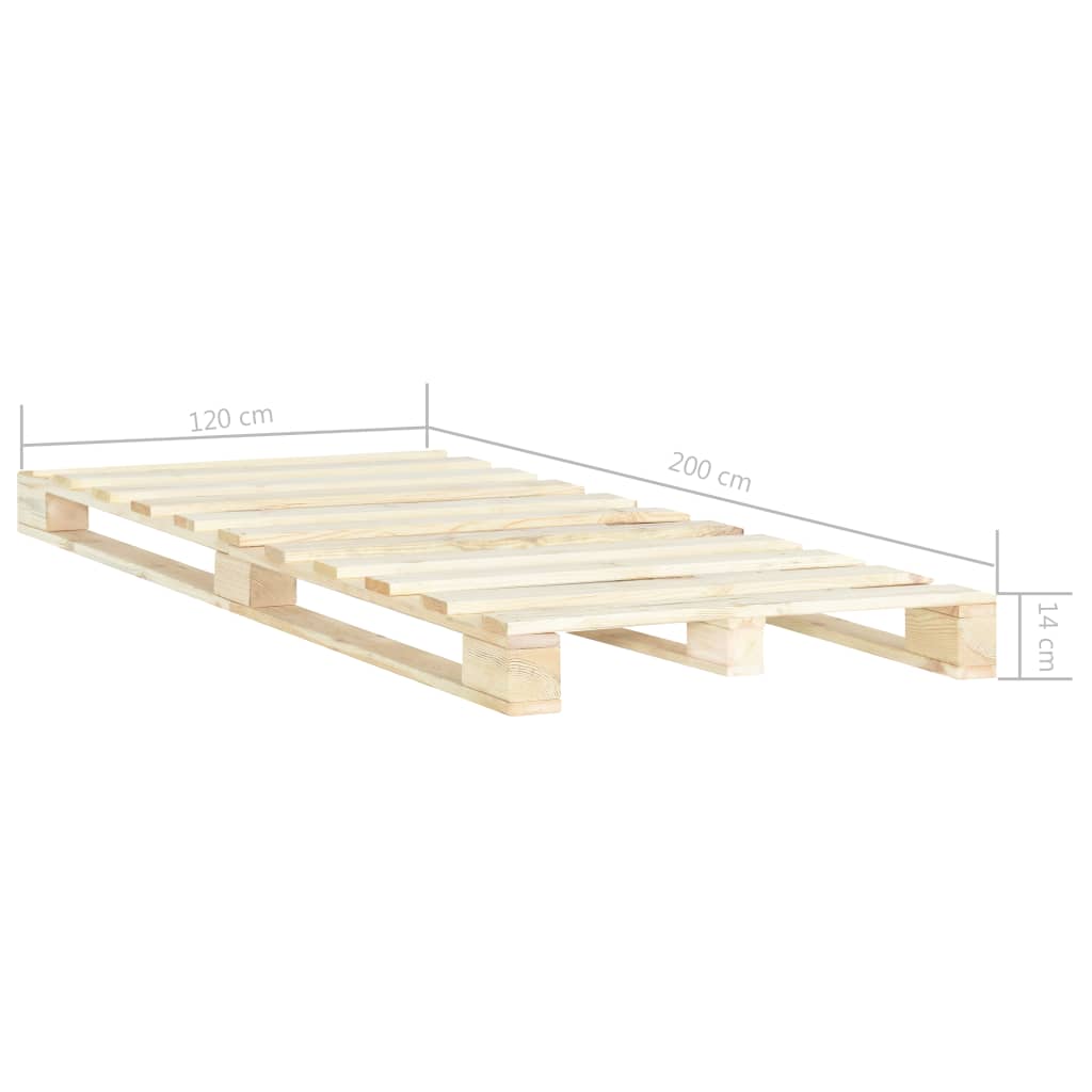 vidaXL Cadru de pat din paleți, 120 x 200 cm, lemn masiv de pin