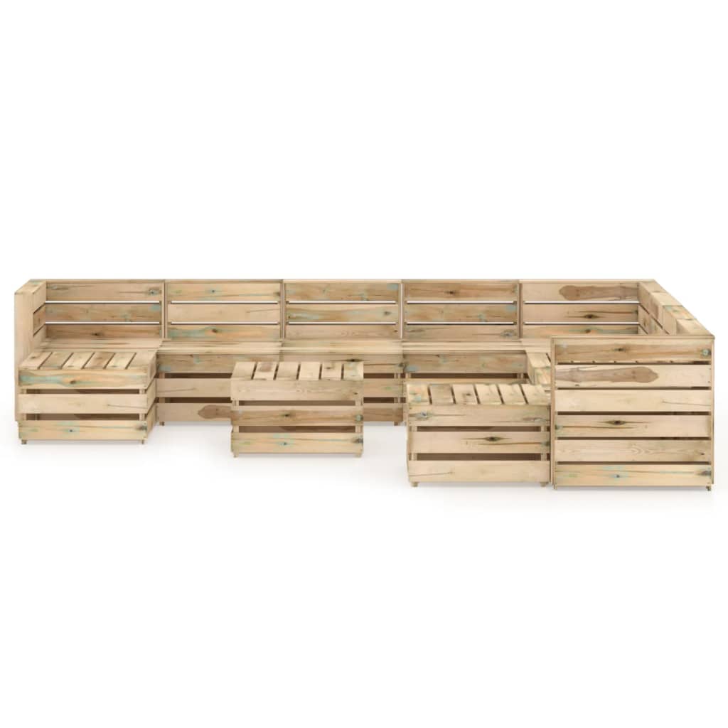 vidaXL Set mobilier de grădină, 11 piese, lemn de pin verde tratat