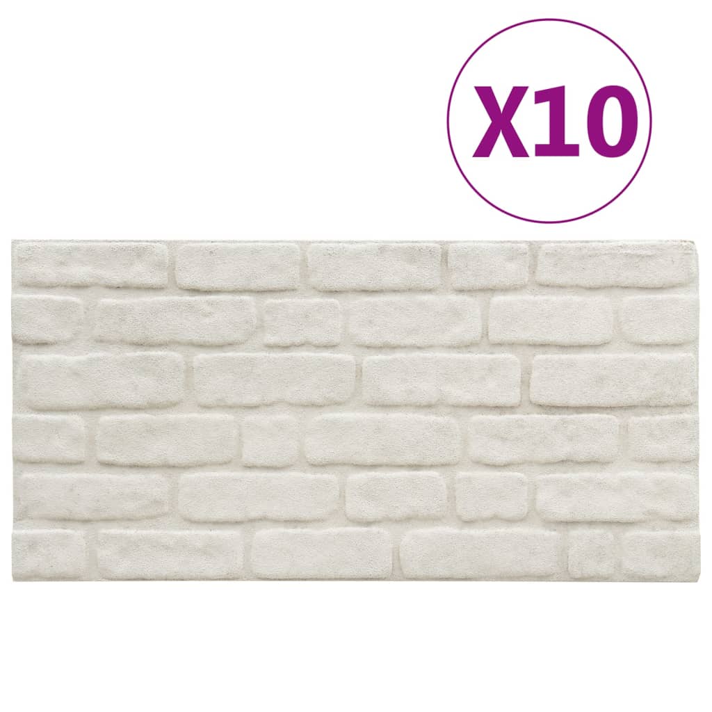 vidaXL Panouri de perete 3D, model cărămidă, alb, 10 buc., EPS