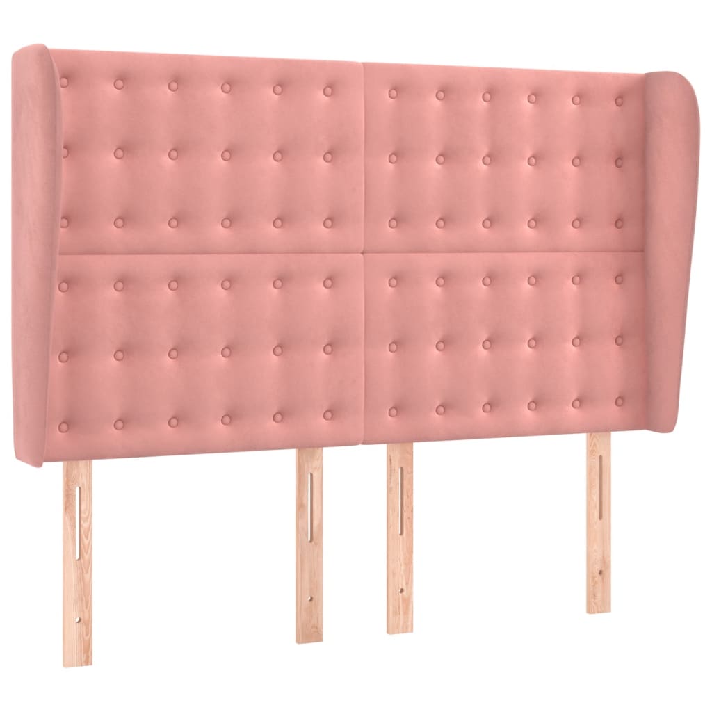 vidaXL Tăblie de pat cu aripioare, roz, 147x23x118/128 cm, catifea