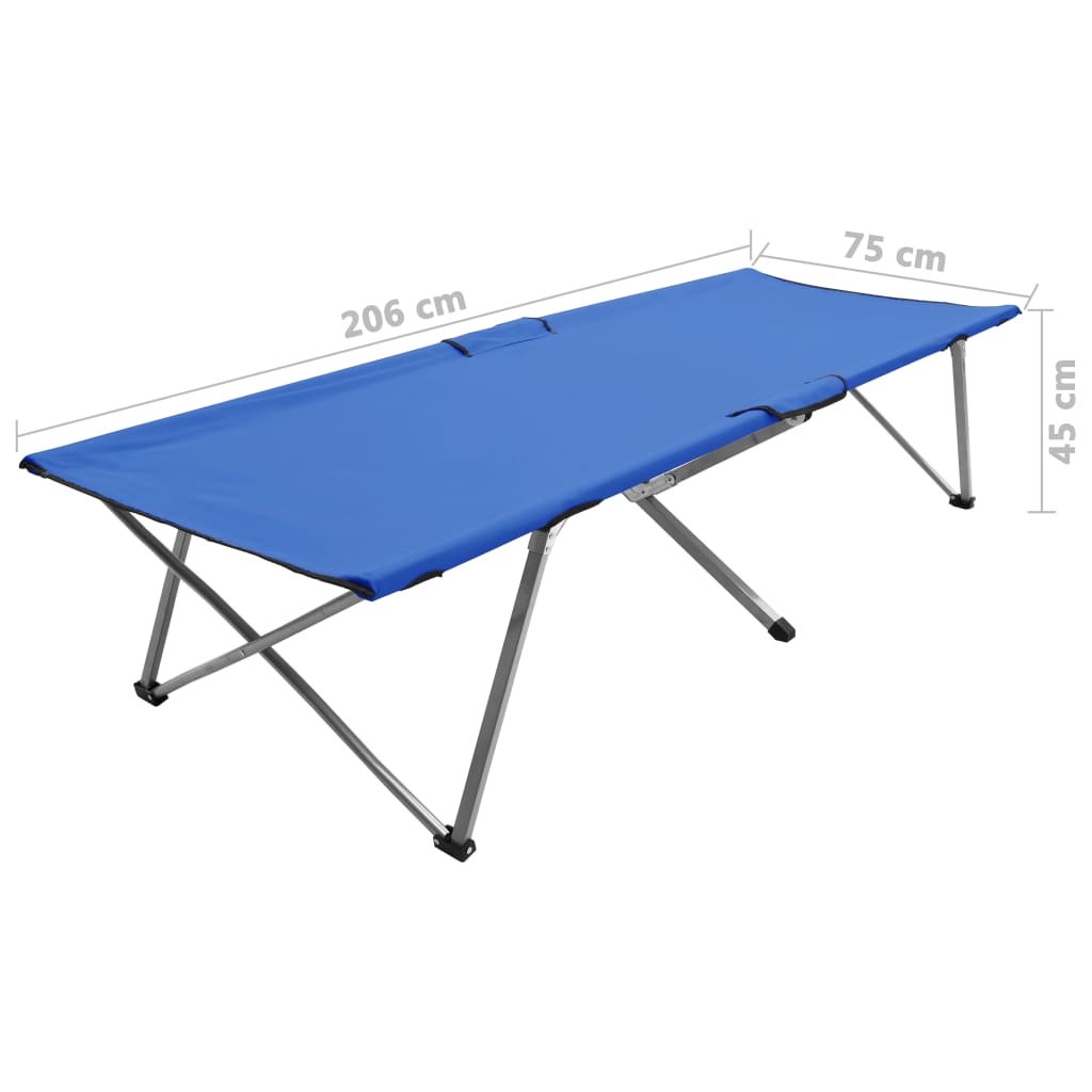 vidaXL Pat de camping, 206 x 75 x 45 cm, albastru, XXL