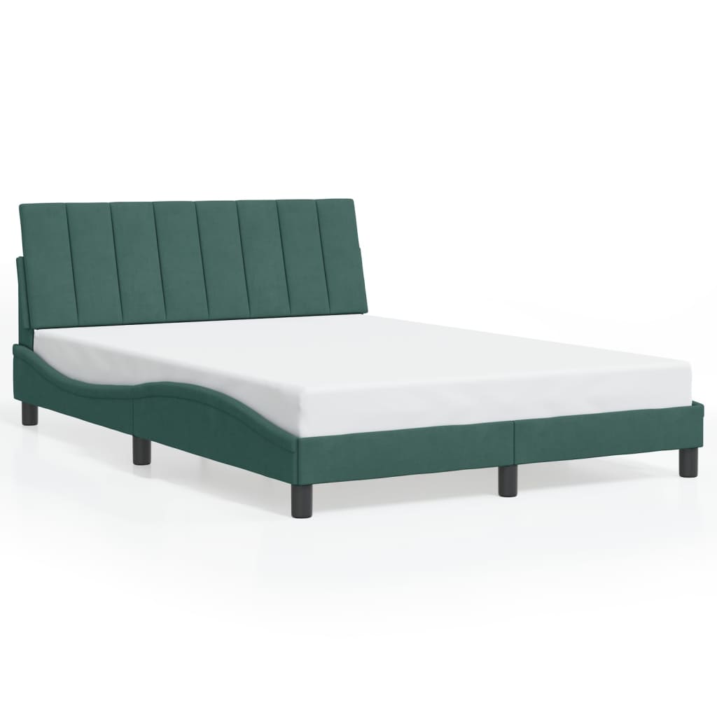 vidaXL Cadru de pat cu lumini LED, verde închis, 120x200 cm, catifea