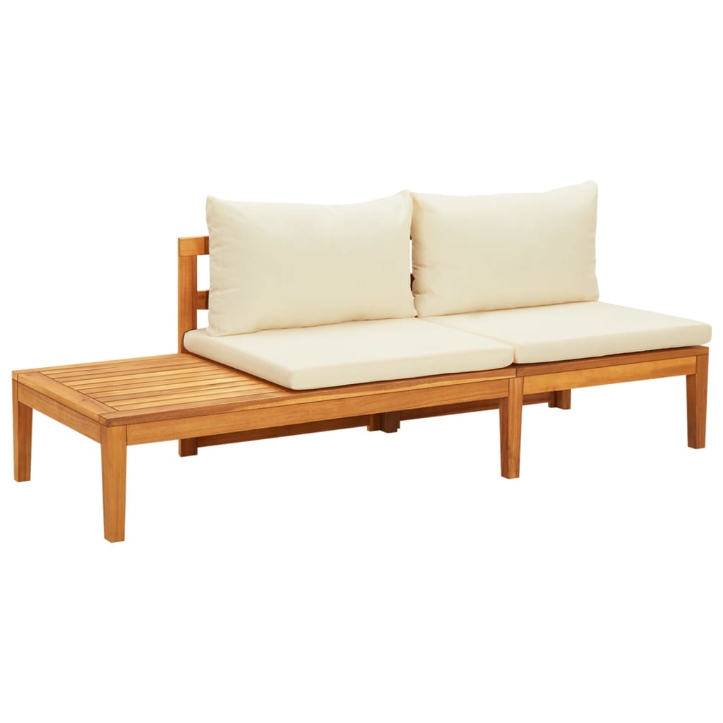 vidaXL Set mobilier grădină perne alb/crem, 4 piese, lemn de acacia