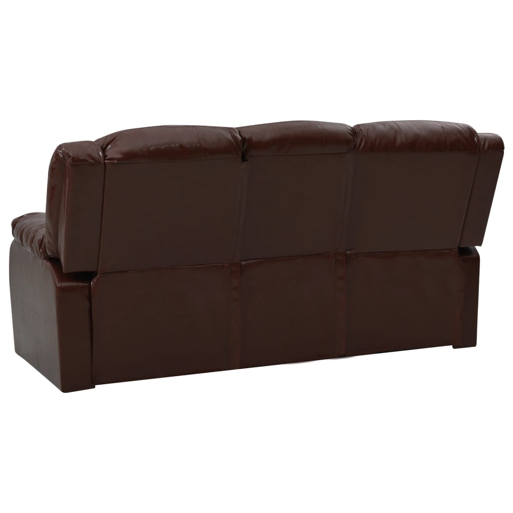 vidaXL Set canapea rabatabilă, 3 piese, maro, piele ecologică