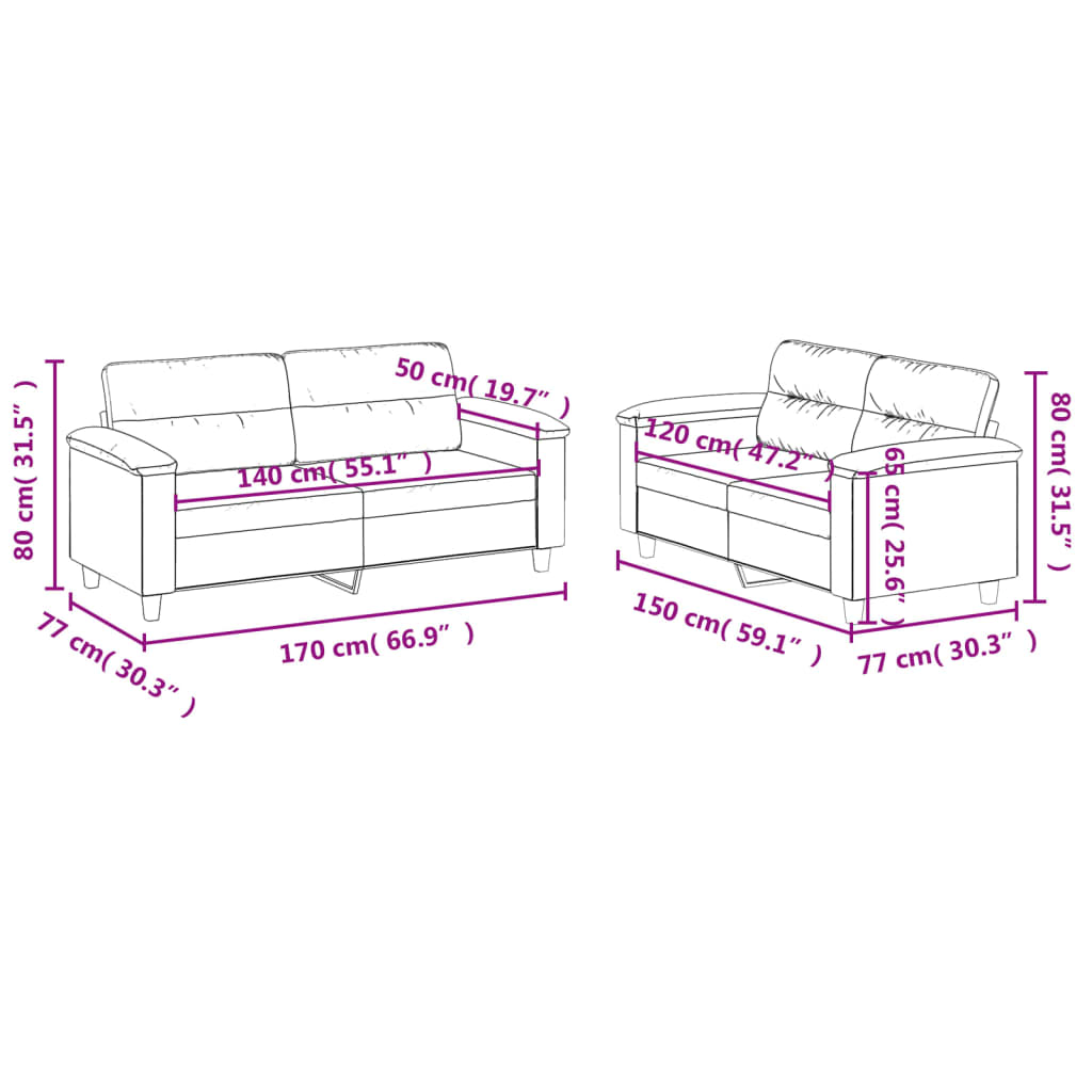vidaXL Set de canapele cu perne, 2 piese, gri, piele ecologică