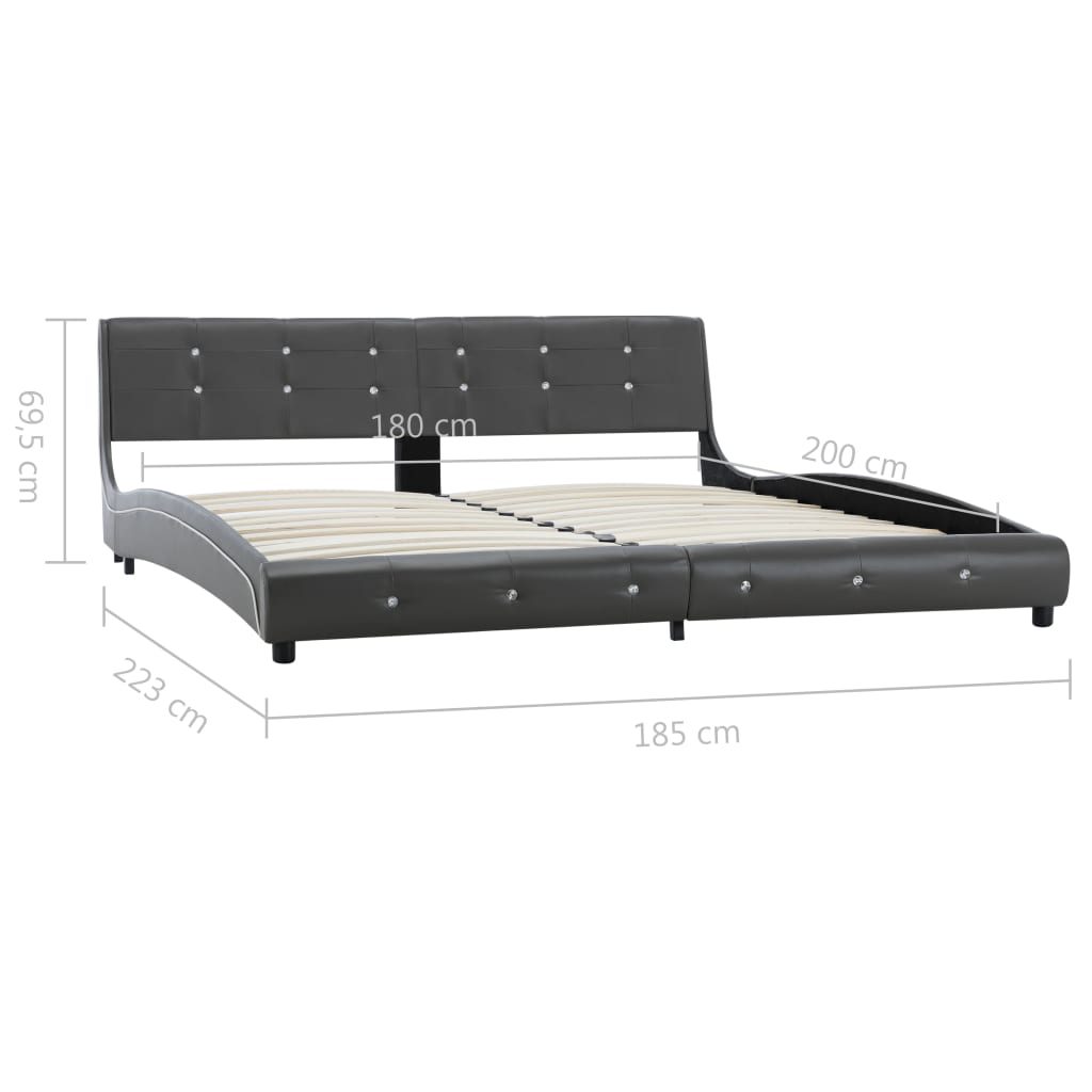 vidaXL Cadru de pat, gri, 180 x 200 cm, piele ecologică