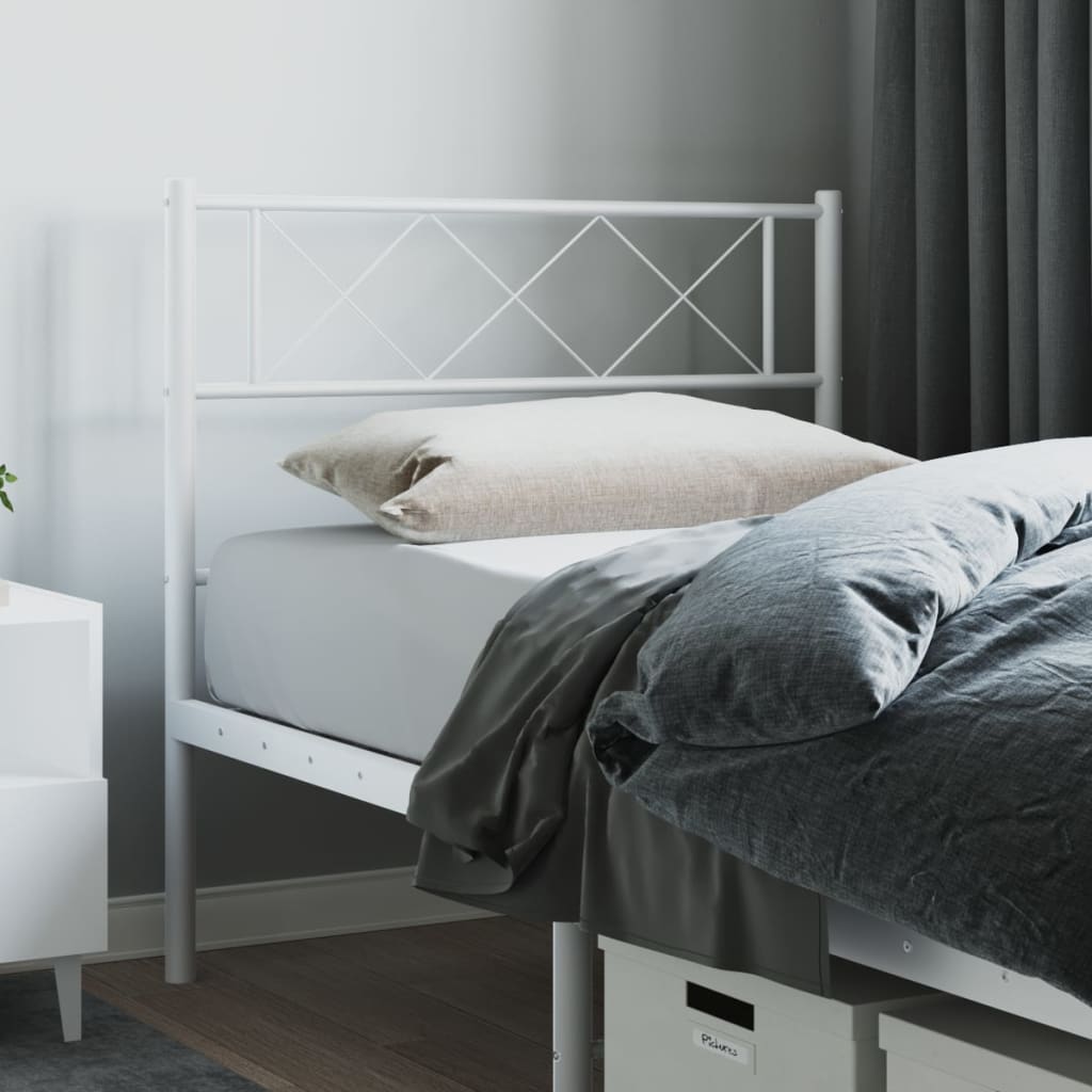 vidaXL Tăblie de pat metalică, alb, 100 cm