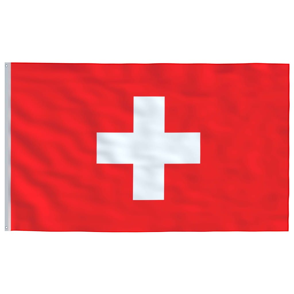 vidaXL Steag Elveția și stâlp din aluminiu, 5,55 m
