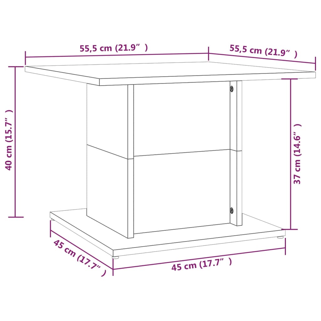 vidaXL Măsuță de cafea, gri beton, 55,5x55,5x40 cm, PAL