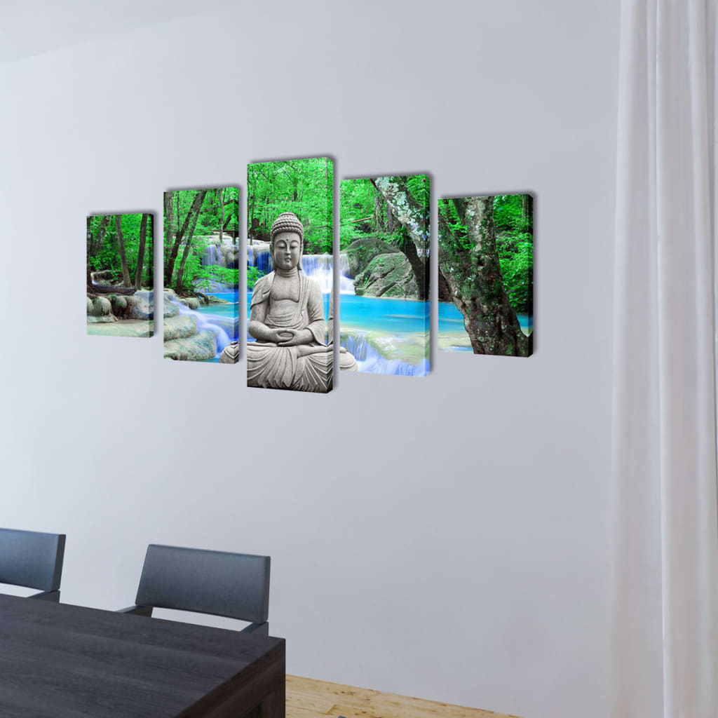 Set de tablouri, imprimeu Buddha, 100 x 50 cm