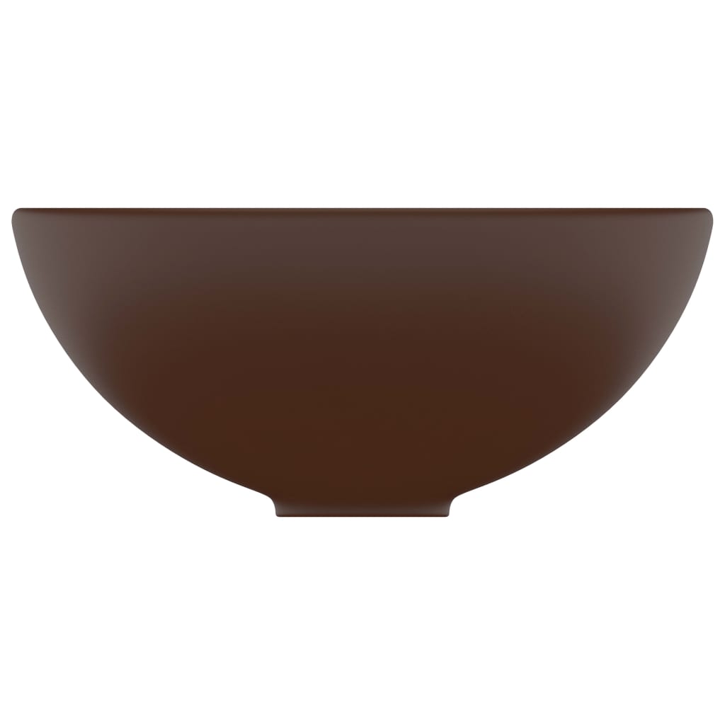 vidaXL Chiuvetă baie lux maro închis mat 32,5x14 cm ceramică rotund