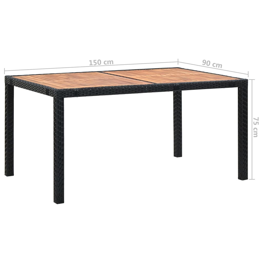 vidaXL Set mobilier de exterior 7 piese negru poliratan lemn acacia