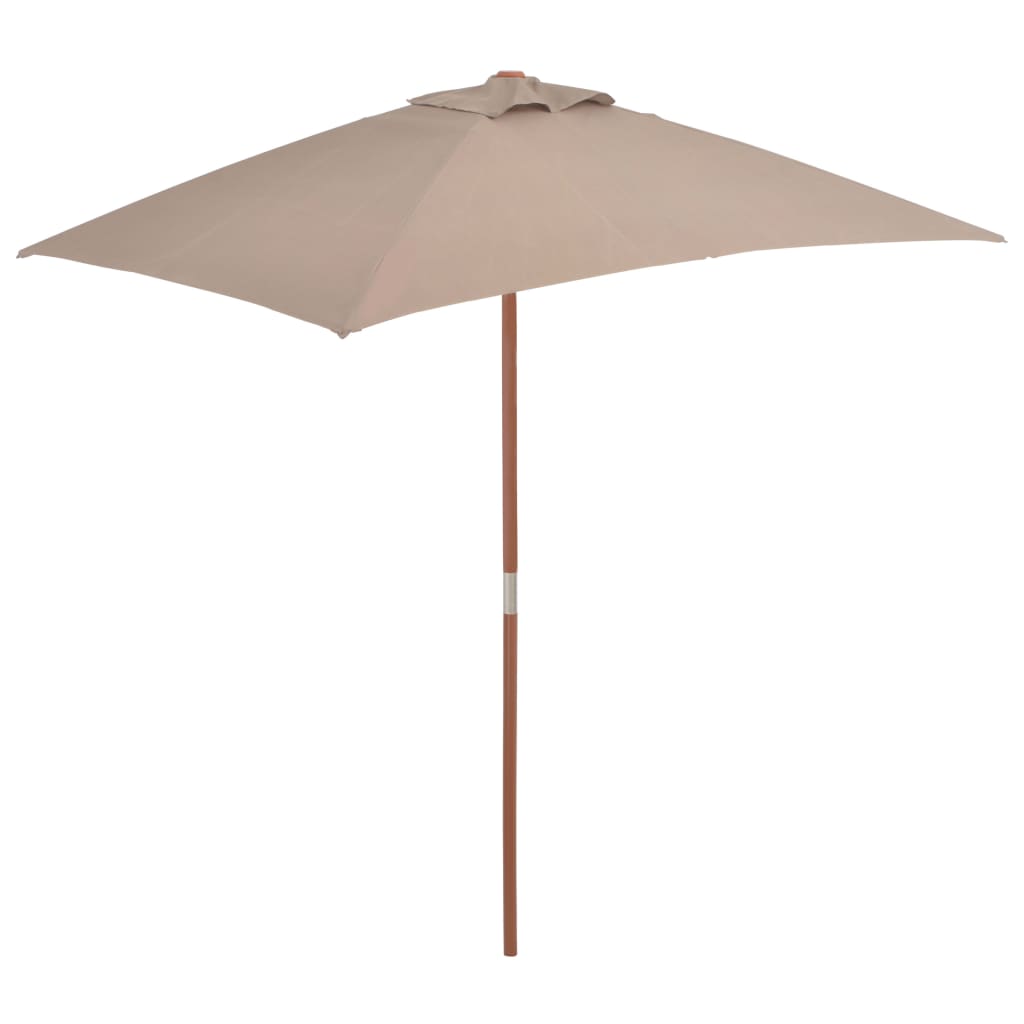 vidaXL Umbrelă de soare, exterior, stâlp lemn, 150x200 cm, gri taupe