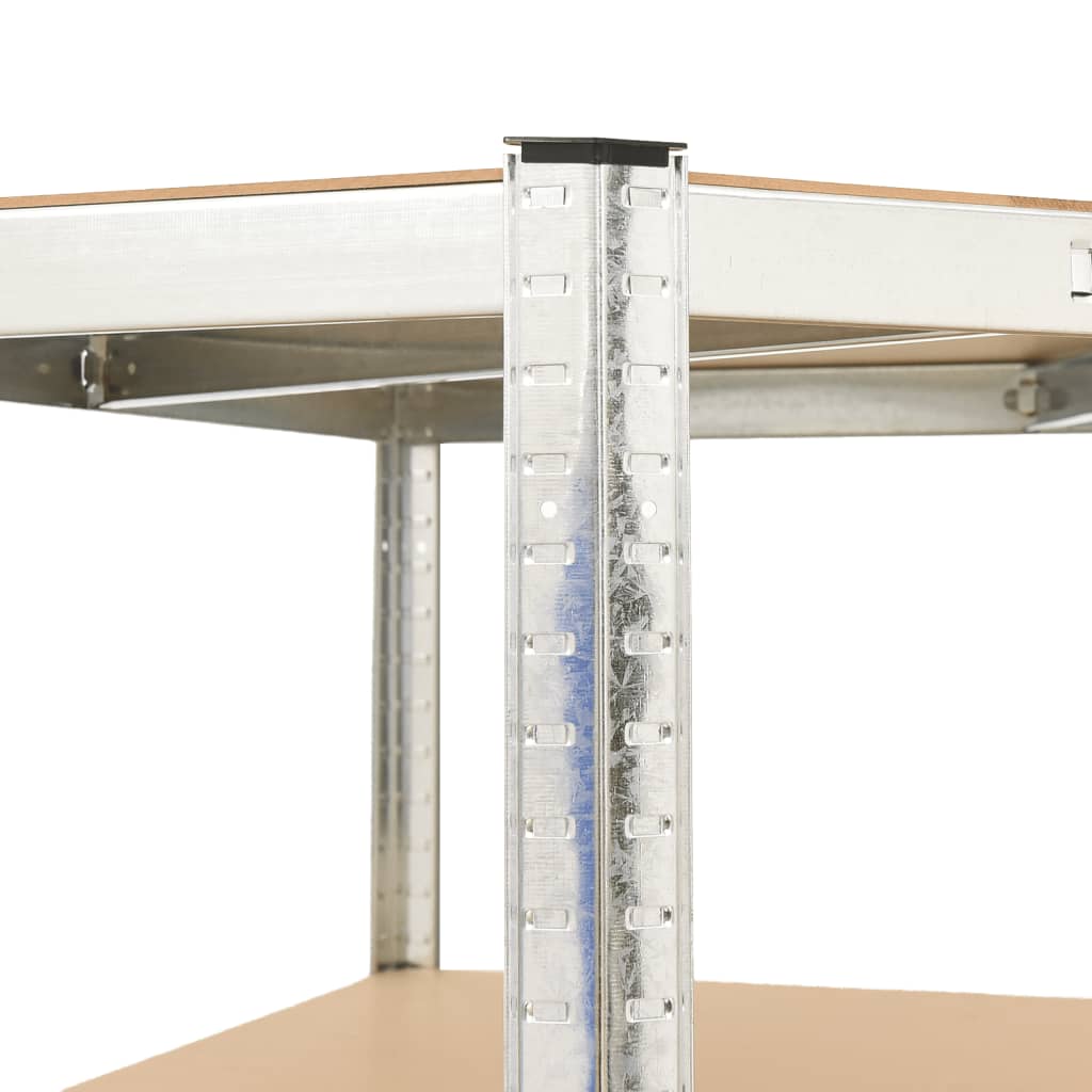vidaXL Raft de colț cu 4 niveluri, argintiu, oțel și lemn compozit
