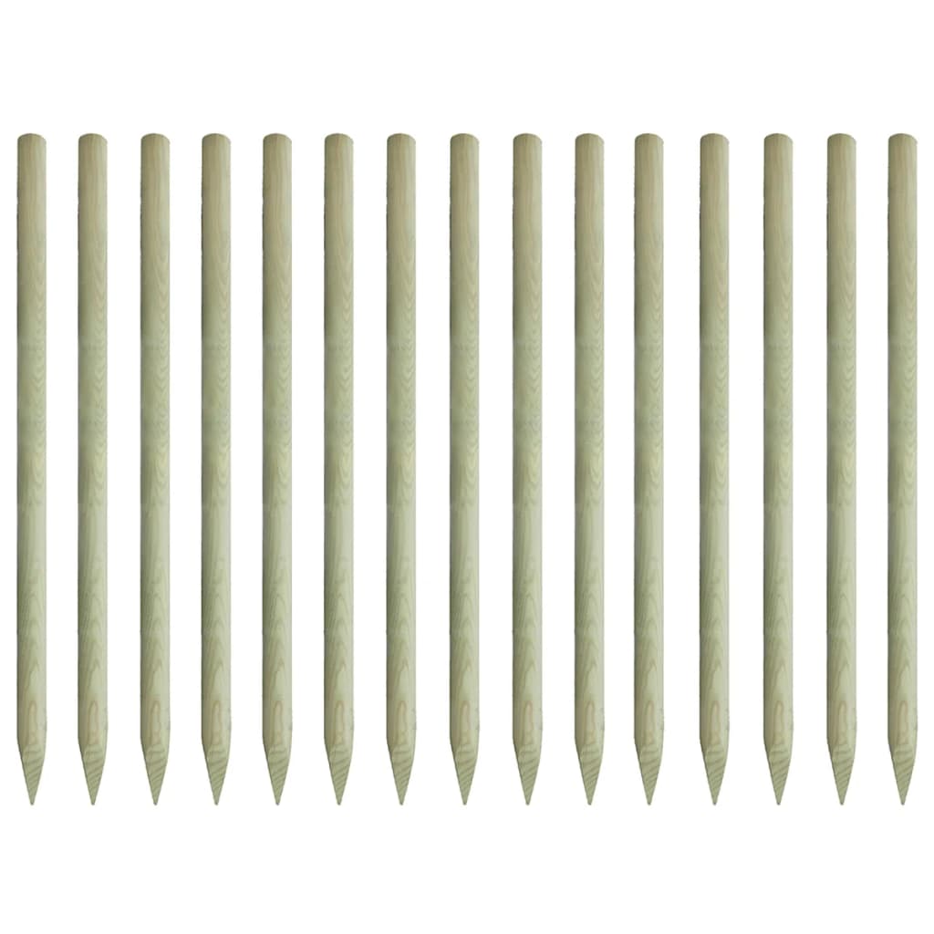 vidaXL Stâlpi de gard ascuțiți, 15 buc., 4x197 cm, lemn de pin tratat