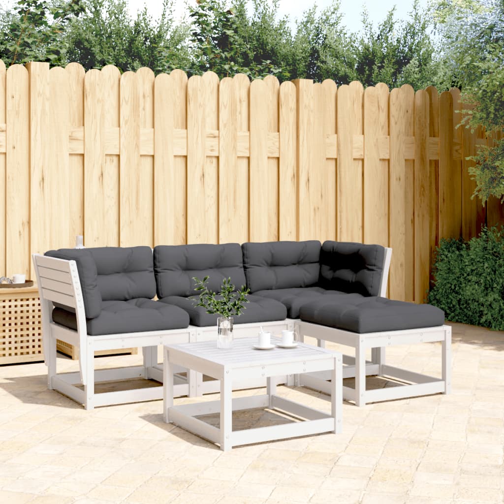 vidaXL Set mobilier de grădină cu perne, 4 piese alb lemn masiv de pin