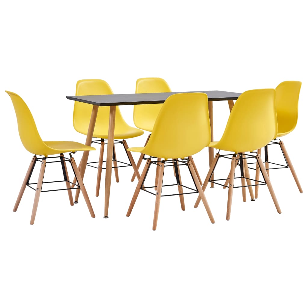 vidaXL Set mobilier de bucătărie, 7 piese, galben, plastic