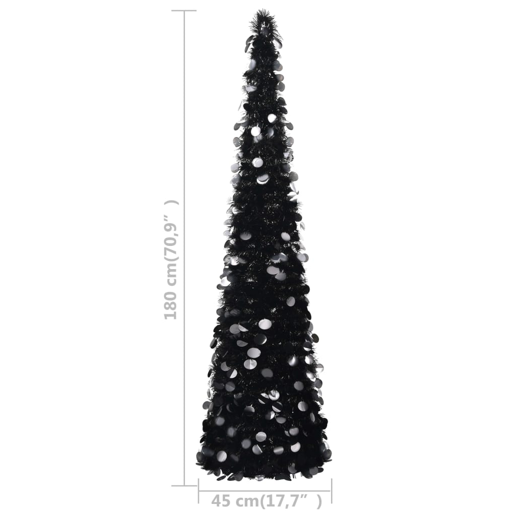 vidaXL Brad de Crăciun artificial tip pop-up, negru, 180 cm, PET