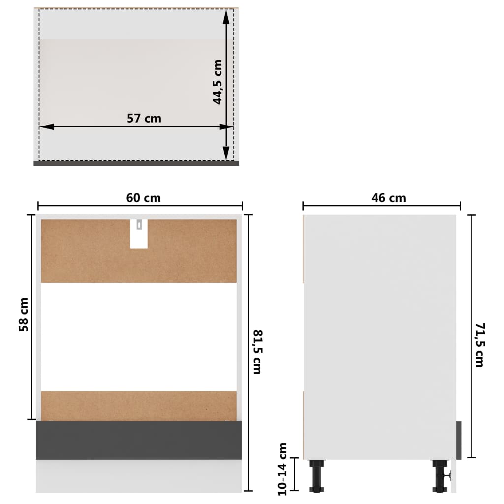 vidaXL Dulap de cuptor, gri, 60 x 46 x 81,5 cm, PAL