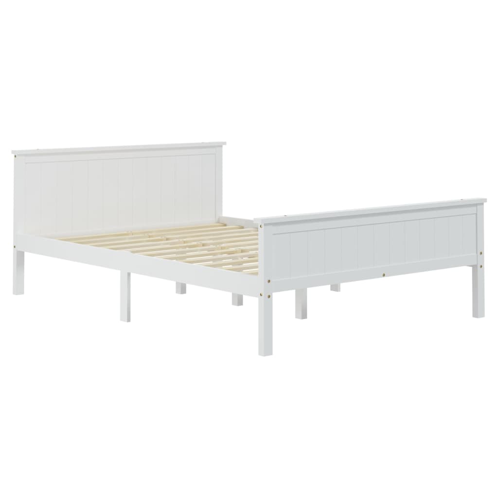 vidaXL Cadru de pat cu 2 sertare, alb, 160x200 cm, lemn masiv pin