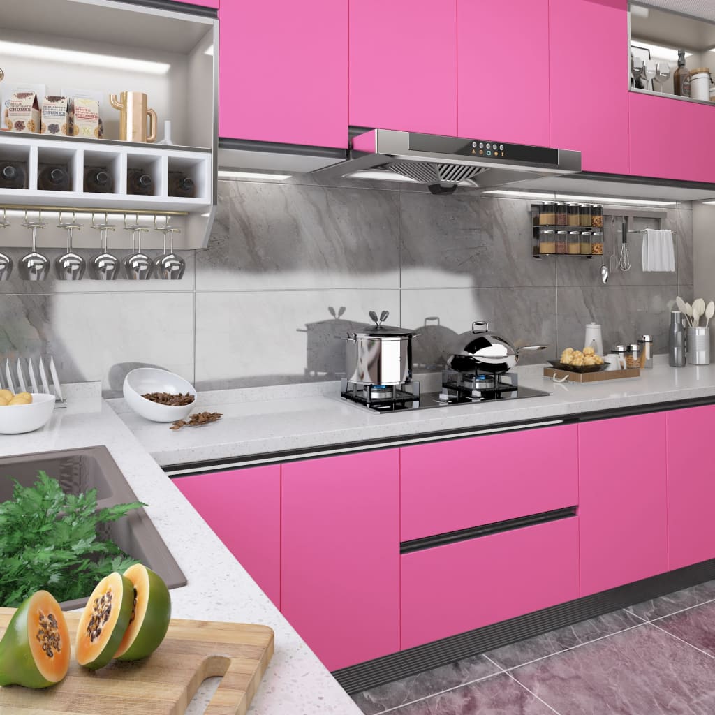 vidaXL Folie de mobilier autoadezivă ,roz extra lucios 500x90 cm PVC