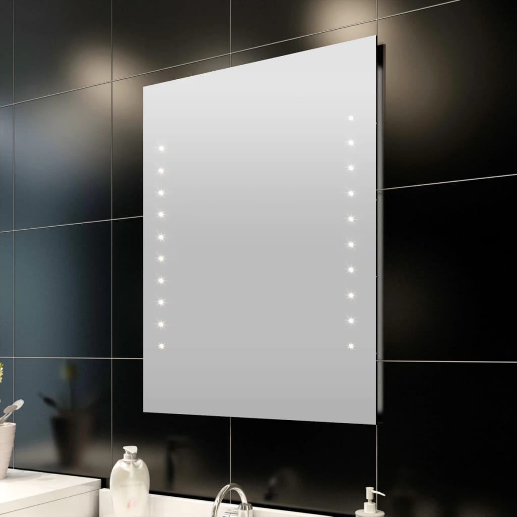 Oglindă de baie de perete, cu lumini LED, 50 x 60 cm (L x î)