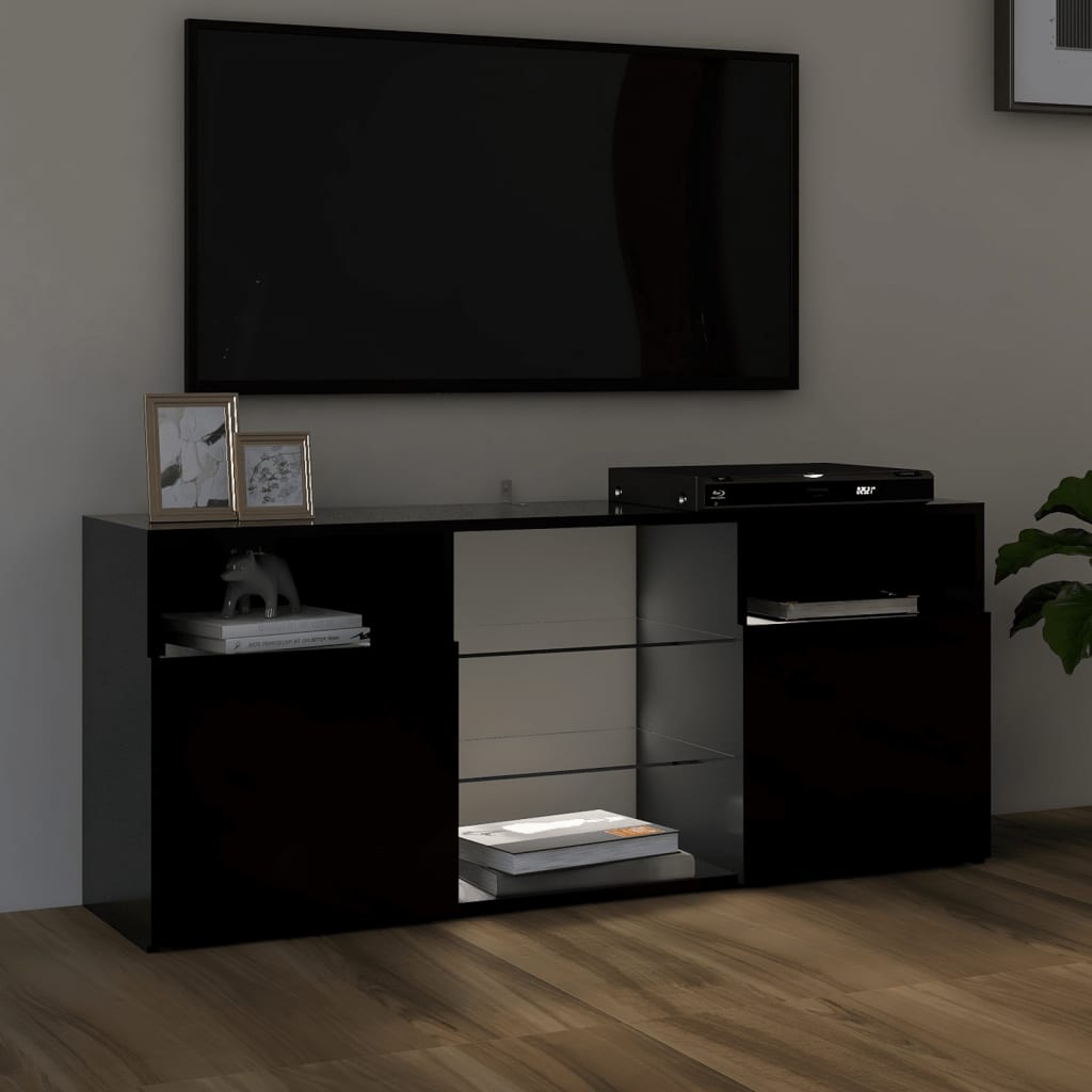 vidaXL Comodă TV cu lumini LED, negru, 120x30x50 cm