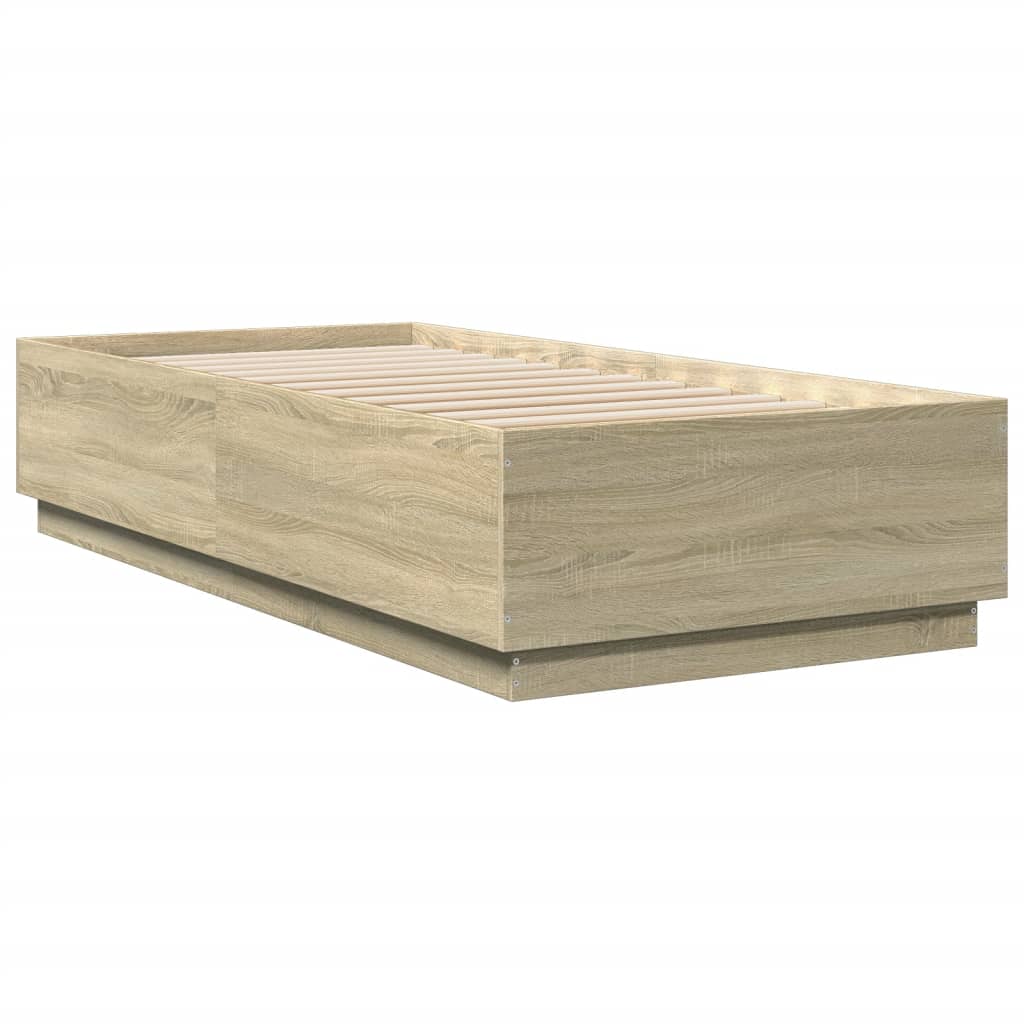 vidaXL Cadru de pat, stejar sonoma, 100x200 cm, lemn prelucrat