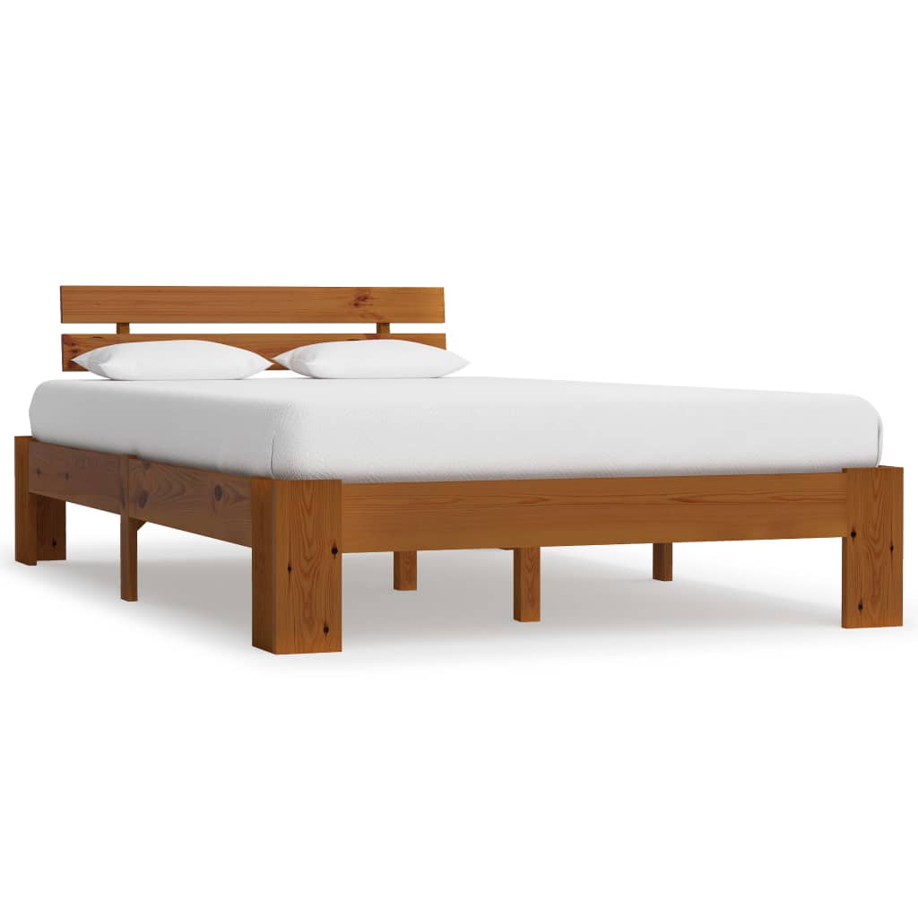 vidaXL Cadru de pat, maro miere, 140 x 200 cm, lemn masiv de pin